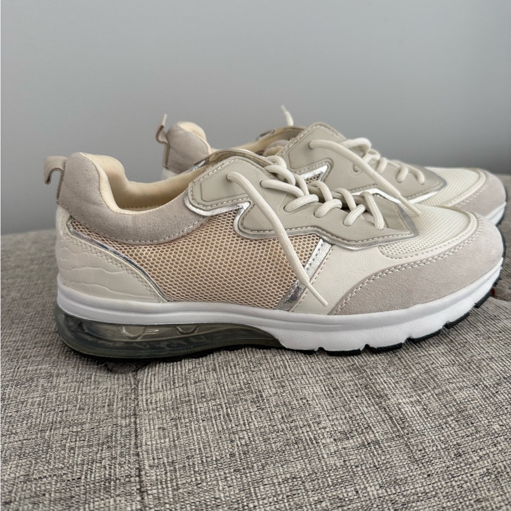 Urban Sport by J/Slides Stylish Cream and White Sneakers